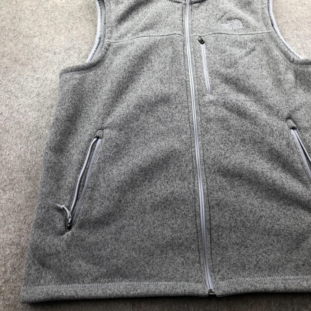 The North Face Vest Mens Large Gray Fleece Full Zip Pockets Outdoor Hiking